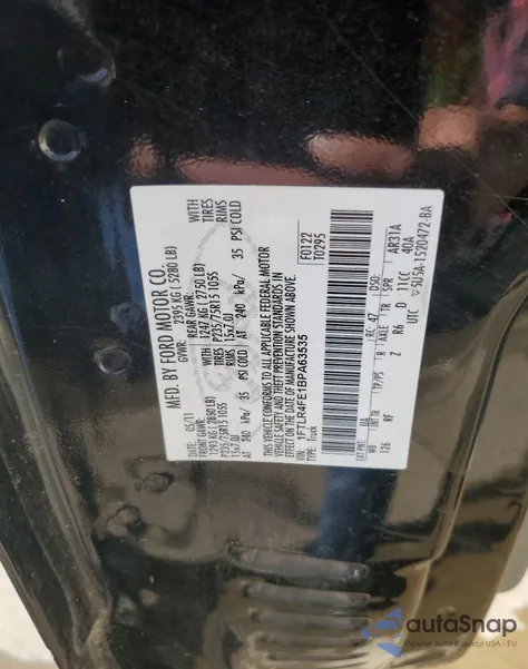 2011 Ford Ranger Super Cab из США, поврежденный, VIN 1FTLR4FE1BPA63535